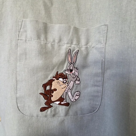 Men's Light Blue Short Sleeve Looney Tunes Shirt - Picture 4 of 9